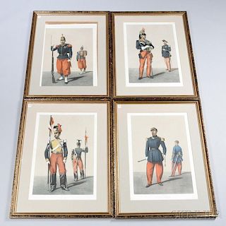 Nine French Military Soldier Lithographs