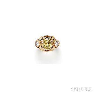 14kt Gold, Yellow Sapphire, and Diamond Ring, Susan Oakes Peabody