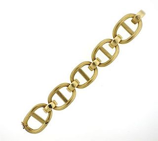 14k Gold Brushed Finish Link Bracelet