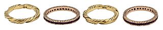 18kt. Gold Bands and 14kt Gold Ruby Rings - Four Bands