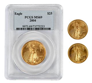 Three Fractional American Gold Eagle Coins 