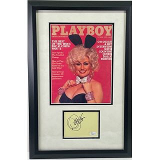 DOLLY PARTON Signed Custom Framed 13x21.5 Playboy Cover (JSA COA)
