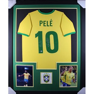 Pele X Ronaldo Nazario Signed & Framed Jersey (BAS COA)