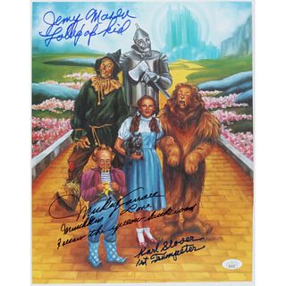 Karl Slover, Mickey Carroll & Donna Stewart-Hardaway Signed "The Wizard Of Oz" 16x24 Poster Inscribed "Munchkin" & "Trumpeter" (JSA COA)