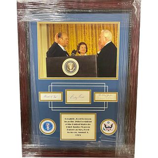 Gerald Ford/Betty Ford/Chief Justice Warren Burger Signed Framed (JSA COA) 