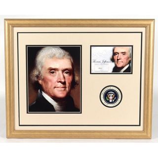 Thomas Jefferson 18x22 Custom Framed Display with (1) Hand-Written Word From Letter (JSA LOA)