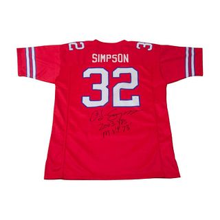 OJ Simpson Red Bills inscribed jersey JSA COA