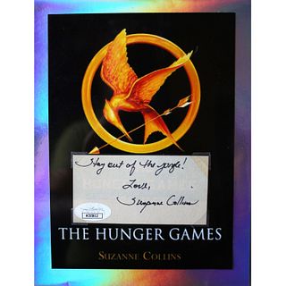 Suzanne Collins Signed Hunger Games Display "Stay out of the Jungle!" Inscribed (JSA COA)
