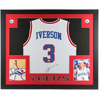 Allen Iverson Signed Custom Framed Jersey Display (JSA)
