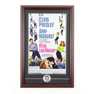 Elvis Presley 15x23 Custom Framed Photo Display With 1960s Lapel Pin
