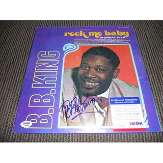 BB King Blues Signed Rock Me Baby 14 Hits Album LP (PSA COA)
