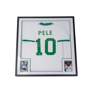Pele Cosmos Signed And Framed Jersey BAS WOW