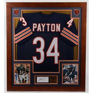 Walter Payton Signed 33.5x37.5 Custom Framed Cut Display (PSA)