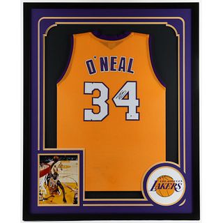 Shaquille O'Neal Signed 34x42 Custom Framed Jersey Display (Beckett COA) (See Description)