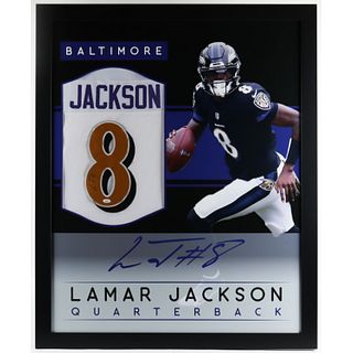 Lamar Jackson Signed 35x43 Custom Framed Jersey (JSA Hologram)