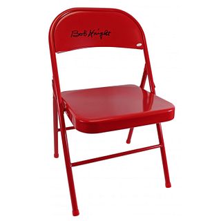 Bobby Knight Signed Red Metal Folding Chair (JSA COA)