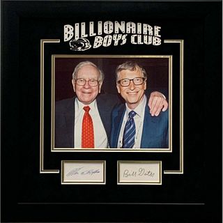 Warren Buffett & Bill Gates Singed 19x19 Framed Display (JSA)
