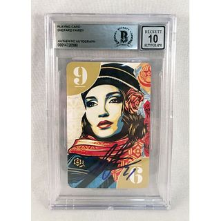 Shepard Fairey Signed Card Uno Limited Edition Beckett 10 AUTO
