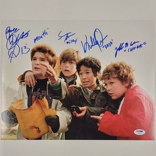 Goonies Astin, Ke Quan, Feldman, Cohen signed 11x14 photo (PSA LOA)
