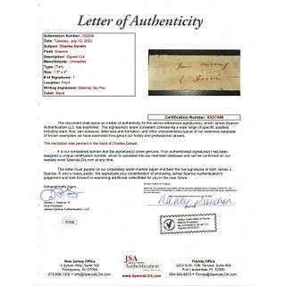 Charles Darwin signed Cut (JSA LOA) Inscribed
