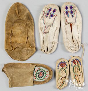 Six Native American Indian moccasins