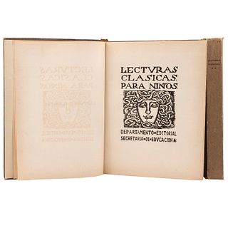Lecturas Clásicas para Niños. México: Departamento Editorial Secretaría de Educación, 1924 - 1925.  Firmado por R. Montenegro. Pzs: 2