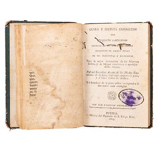 Vázquez Gastelú, Antonio / Un Sacerdote. Catecismo Breve / Catecismo Impreso en el Idioma Mexicano. Puebla: 1819. Dos obras en un volum