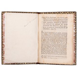 Vidaurre, Manuel de. Votos de los Americanos a la Nación Española, y a Nuestro Amado Monarca el Señor Don Fernando VII. México, 1820.