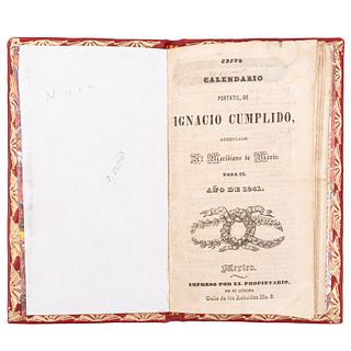 Cumplido, Ignacio. Sesto Calendario Portátil de Ignacio Cumplido Arreglado al Meridiano de México para el Año de 1841. Un plano plegado