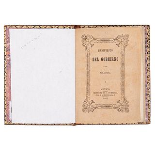 Comonfort, Ignacio. Manifiesto del Gobierno, a la Nación. México: Imprenta de Ignacio Cumplido, 1857.
