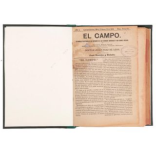 Díaz de León, Jesús. El Campo. Periódico destinado a la difusión de las Ciencias Agrícolas y sus ramos anexos. Aguascalientes: 1895-96