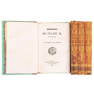 San Miguel, Evaristo. Historia de Felipe II, Rey de España. Madrid: D. Ignacio Boix, 1844.  8o. marquilla, X + 366; 39...