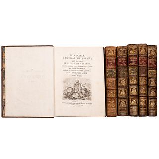 Mariana, P. Juan de. Historia General de España. Valencia: Benito Monfort, 1783 - 1790.  Tomos I - VI. Ilustrados. Piezas: 6.