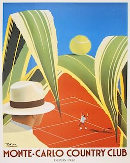 Large Framed Razzia 'Monte-Carlo Country Club' Poster/Print, Signed
