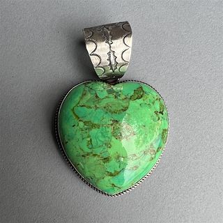 Bennie Ration Sterling and Turquoise Heart Pendant Signed