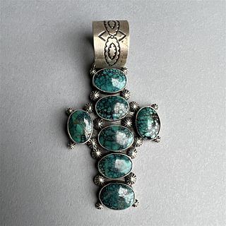 Tommy Moore Sterling Silver and Turquoise Cross