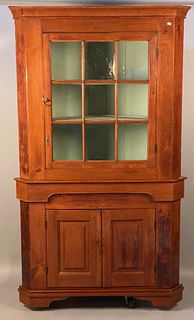 Antique Corner Cupboard with Glass Door Top