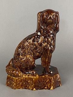 Rockingham/Bennington Seated Dog Figure