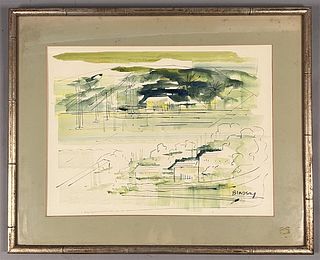 Alfred Birdsey Abstract Watercolor and Ink
