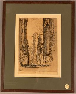 Russell Engraving of City Buildings 8033