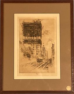 Russell Engraving of City Buildings 8034