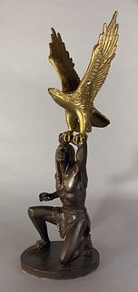 Bronze Native American with Brass Eagle.