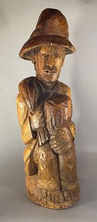 Carved Wooden Sculpture of a Man