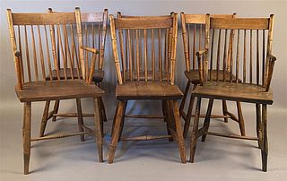Set of Six Straight Back Windsor Chairs