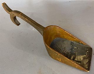 Paint Decorated Scoop with Curved Hook Handle