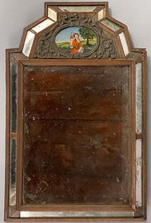 18th c Courting Mirror with Beveled Glass