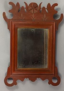 Folkart Mirror with Carved Pinwheel Decoration