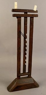 Antique Wooden Ratcheted Double Candle Holder
