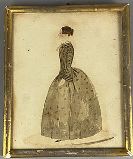 Watercolor of Woman in Full Length Dress
