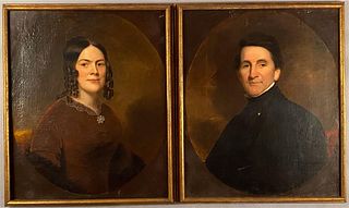 Pair of 19th c Portraits of a Man and Woman